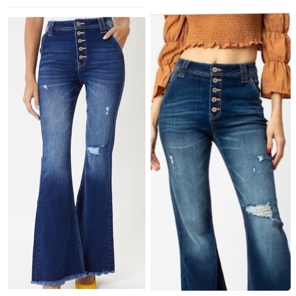 Kancan Dark Wash High Rise Flare Jeans - Picture 17 of 17